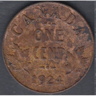1924 - G/VG - Nettoy - Rouill - Canada Cent