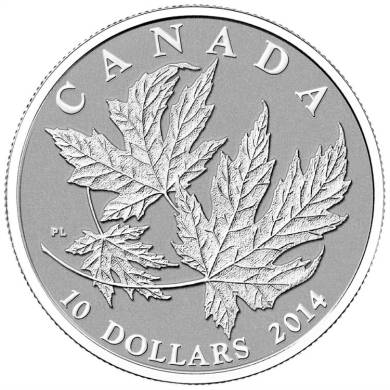 2014 - $10 - 1/2 oz. Fine Silver Coin - Silver Maple Leaves