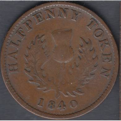 1840 - Fine - Half Penny Token - Province of Nova Scotia - NS-1E4