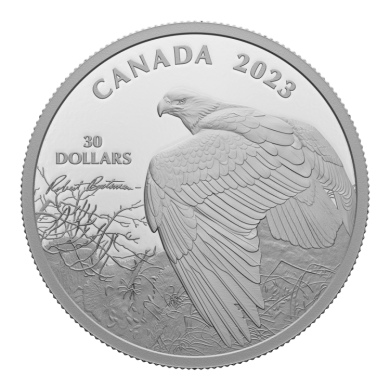 2023 - $30 - 2 oz. Fine Silver Coin  Vantage Point  Bald Eagle by Robert Bateman