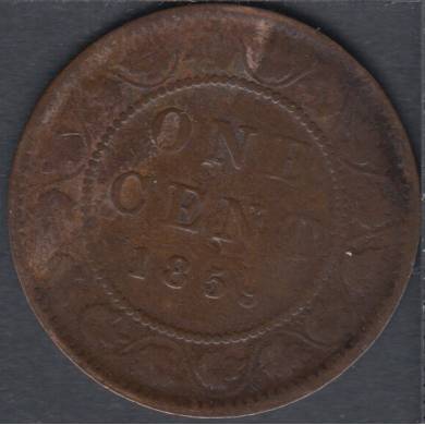 1859 - VG/F - Narrow '9' - Rotated Dies - Endommagé - Canada Large Cent