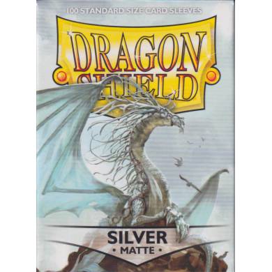 Dragon Shield - 100 Standard Size Card Sleeves Matte Silver