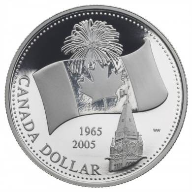 2005 DOLLAR EN ARGENT EPREUVE NUMISMATIQUE - Drapeau Canadien - Sans Taxe
