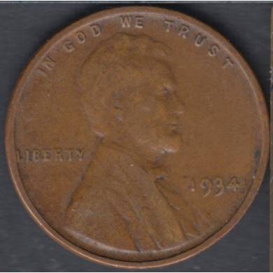 1934 - VG - Lincoln Small Cent USA