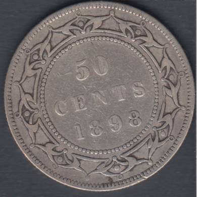 1898 - VG/F - Obverse #1 - Large 'W' - 50 Cents - Newfoundland