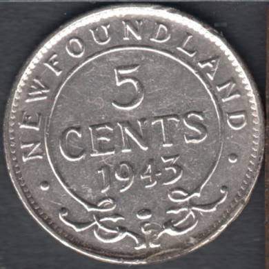 1943 C - VF/EF - 5 Cents Newfoundland