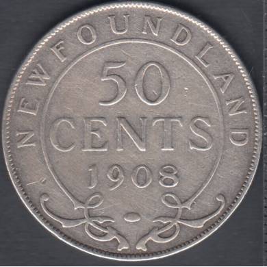 1908 - VG - 50 Cents - Terre Neuve