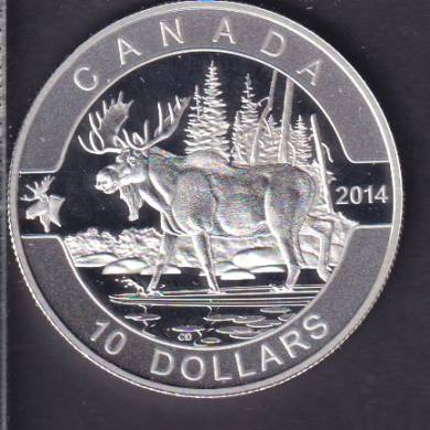 2014 - $10 - Pice de 1/2 oz en argent fin -  Canada - L'orignal