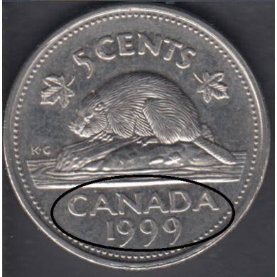 1999 - Extra Metal ''CANADA & DATE'' - Canada 5 Cents