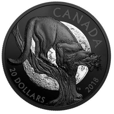 2018 - $20 - 1 oz. Pure Silver Coin - Nocturnal by Nature: The Cunning Cougar
