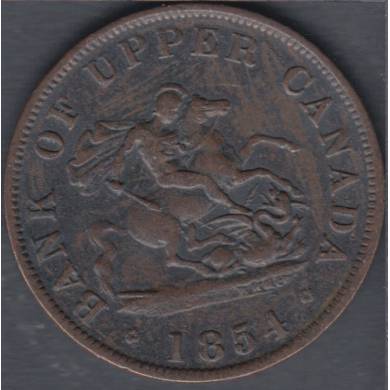 1854 - VF - Bank of Upper Canada - Half Penny Token - PC-5C1