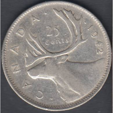1942 - F/VF - Canada 25 Cents