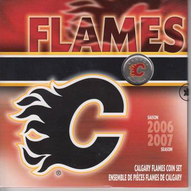 2006 2007 Season Calgary Flames Coin Set - 25 Cents Coloured