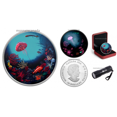 2016 - $30 - 2 oz. Pure Silver Glow-in-the-Dark Coin – Illuminated Coral Reef