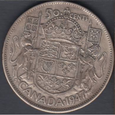 1947 - Curved '7' - F/VF - Canada 50 Cents