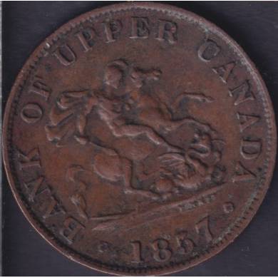1857 - VF/EF - Bank of Upper Canada - Half Penny Token - PC-5D