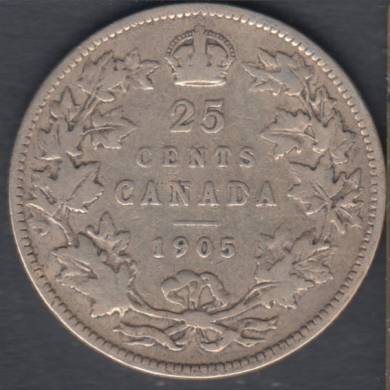 1905 - VG+ - Canada 25 Cents