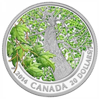 2014 - $20 - 1 oz. Fine Silver Coin - Canadian Maple Canopy (Spring)