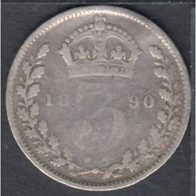 1890 - 3 Pence - Pli - Grande Bretagne