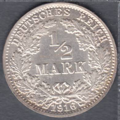 1916 A - 1/2 Mark - Unc - Germany