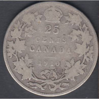 1910 - G/VG - Canada 25 Cents