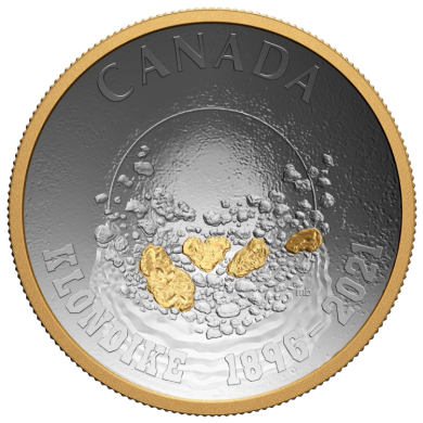 2021 $25 Dollars - Pice concave de 1 oz en argent pur  125E anniversaire de la rue vers l'or du Klondike : Lavage  la bate