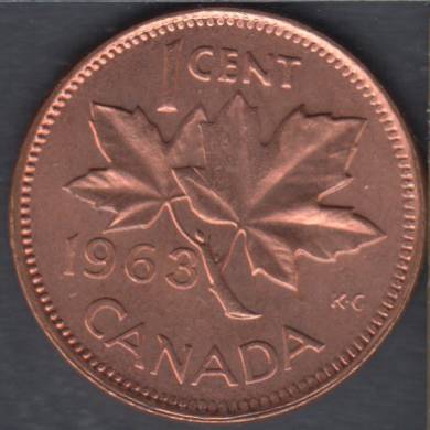 1963 - Hanging '3' - B. UNC - Canada Cent
