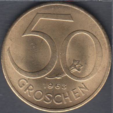 1963 - 50 Groschen - B. Unc - Autriche