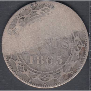 1865 - Good - Damaged - 20 Cents - Newfoundland