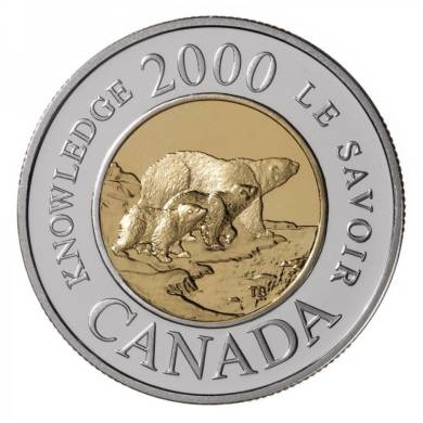 2000 Famille d'ours Épreuve numismatique $2 pièce d'argent Sterling Plaqué Or