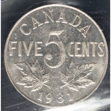 1931 - AU 50 - ICCS - Canada 5 Cents