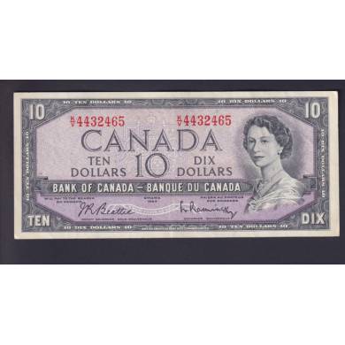 1954 $10 Dollars - EF/AU - Beattie Rasminsky - Prefix K/V