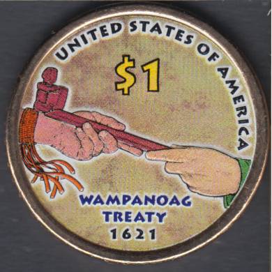 2011 D - B.Unc - Color - Wampanoag Treaty - Native Dollar