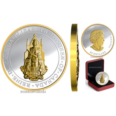 2017 - $25 - Pice de 1 oz en argent pur avec placage d'or - Le grand sceau du Canada