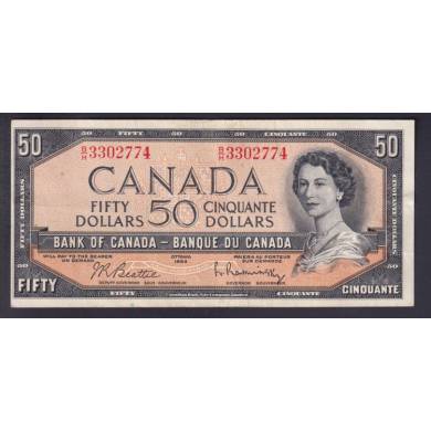 1954 $50 Dollars - VF/EF - Beattie Rasminsky - Prefix B/H