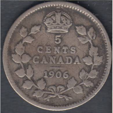 1906 - VG - Narrow Date - Canada 5 Cents