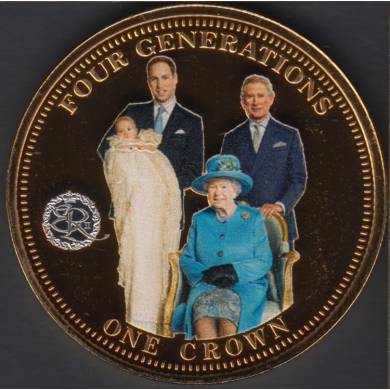 2014 - Proof - One Crown - Queen Elisabeth II - Gold Plated - Four Generation - Tristan da Cunha