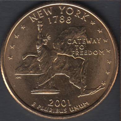 2001 D - New York - Gold Plated - 25 Cents