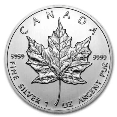 1989 Canada $5 Dollars Maple Leaf  99,99% Fine Silver 1 oz Coin *** COIN MAYBE TONED ***