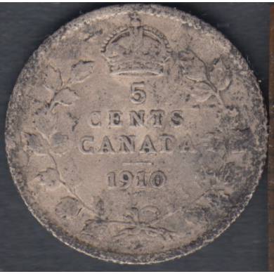 1910 - Pointed Leaves - VG - Canada 5 Cents
