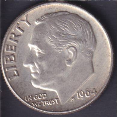 1964 D - AU - Roosevelt - 10 Cents USA