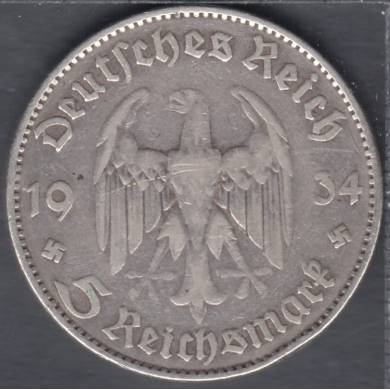 1934 F - 5  Reichsmark - Germany
