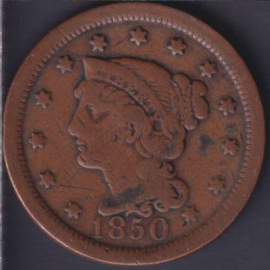 1850 - VG - Liberty Head - Large Cent USA