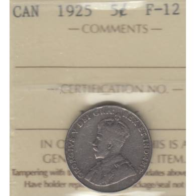 1925 - F-12 - ICCS - Canada 5 Cents