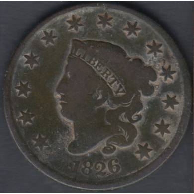 1826 - VG- Rush - Liberty Head - Large Cent USA