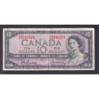 1954 $10 Dollars - VF - Beattie Rasminsky - Prefix E/V