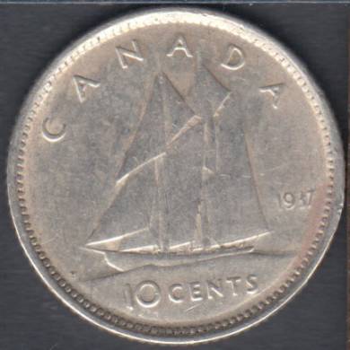 1937 - VF - Scratch - Canada 10 Cents