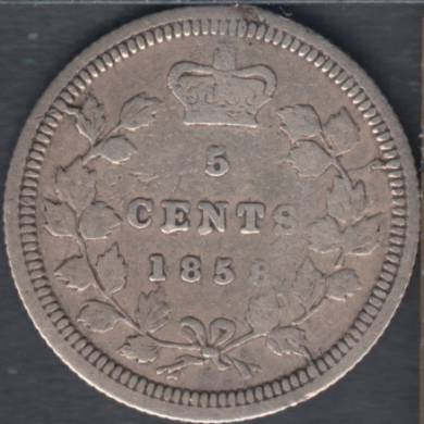 1858 - Small Date - VG/F - Canada 5 Cents