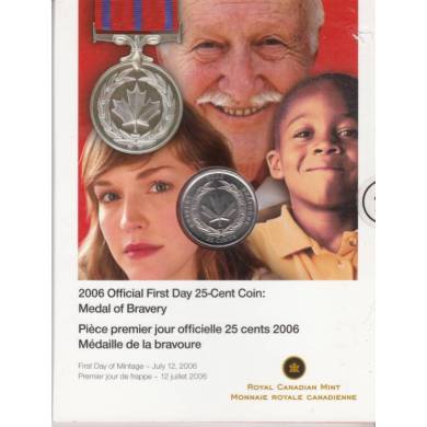 2006 - 25 cents  pice premier jour officielle - Mdaille de la Bravoure