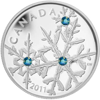 2011 - $20 - Pièce en argent fin - Petit flocon de cristal Bleu Montana